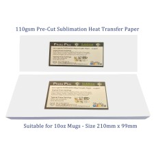 110gsm 210 x 99mm Dye Sublimation Pre-Cut 10oz Mug Transfer Paper - 100 Sheets.
