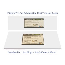 130gsm 240 x 99mm Dye Sublimation Pre-Cut 11oz Mug Transfer Paper - 100 Sheets.